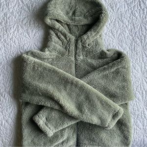 Victoria's Secret PINK Cropped Green Fuzzy Zip-Up Hoodie
